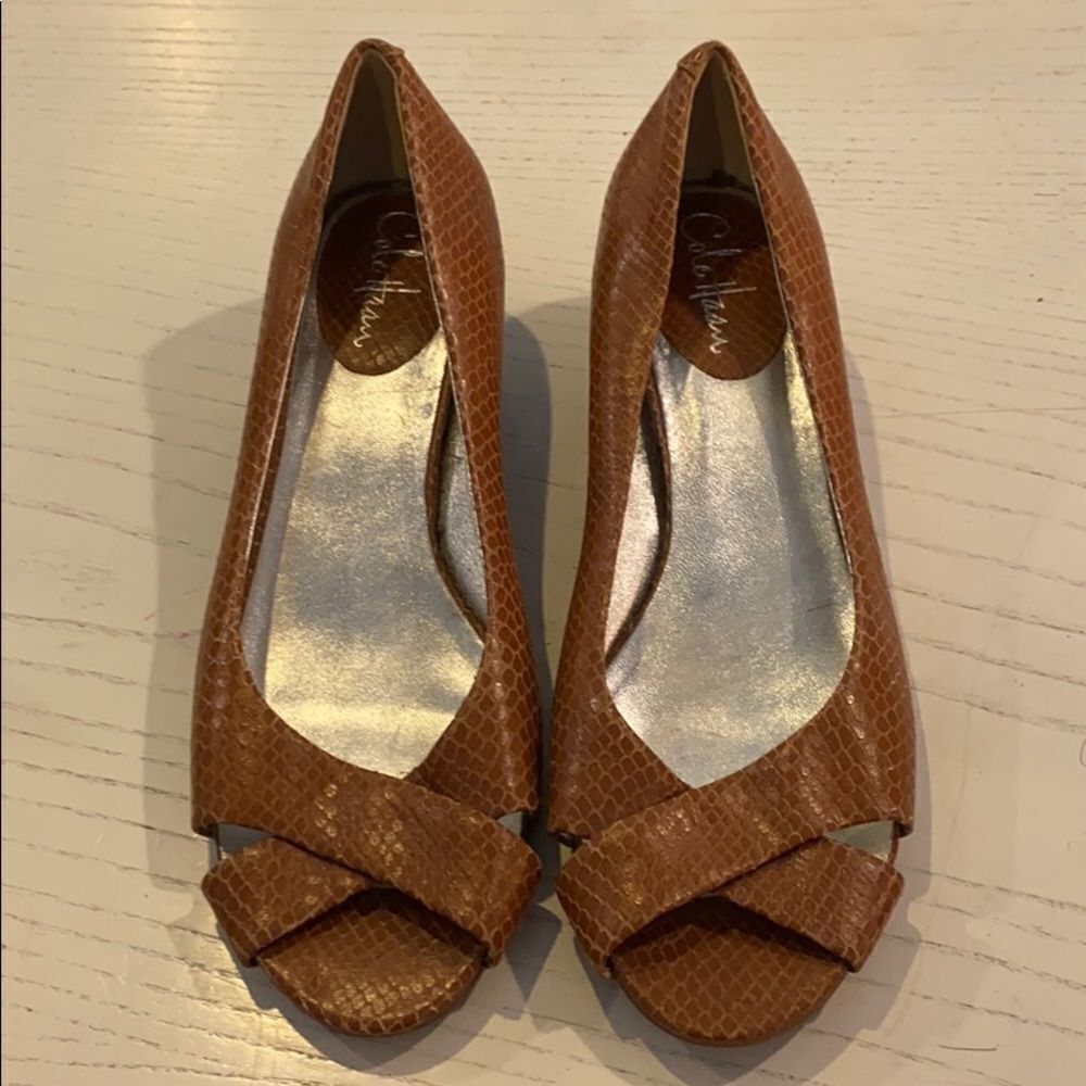 Cole Haan Brown Peep-Toe Sandals